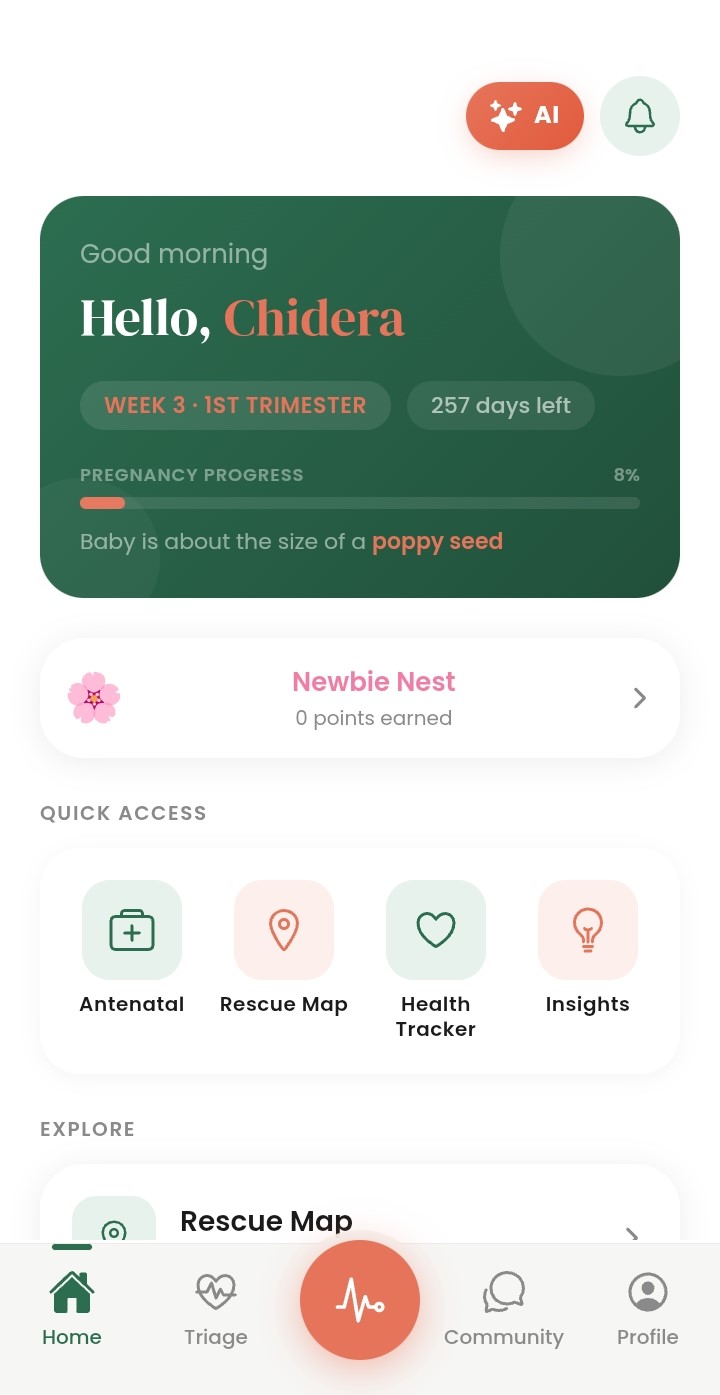 TendherMom app dashboard